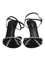 Dolce & Gabbana Black Leather Crystal Bow KEIRA Sandals Shoes - Retail Flare