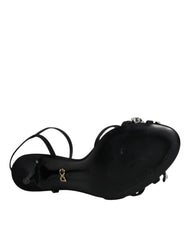 Dolce & Gabbana Black Leather Crystal Bow KEIRA Sandals Shoes - Retail Flare