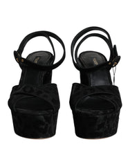 Dolce & Gabbana Black Leopard Platform Heels Sandals Shoes - Retail Flare