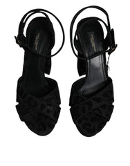 Dolce & Gabbana Black Leopard Platform Heels Sandals Shoes - Retail Flare