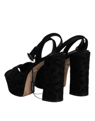 Dolce & Gabbana Black Leopard Platform Heels Sandals Shoes - Retail Flare