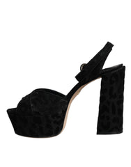 Dolce & Gabbana Black Leopard Platform Heels Sandals Shoes - Retail Flare