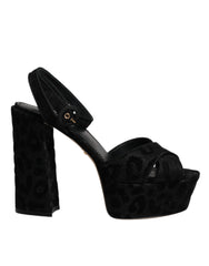 Dolce & Gabbana Black Leopard Platform Heels Sandals Shoes - Retail Flare