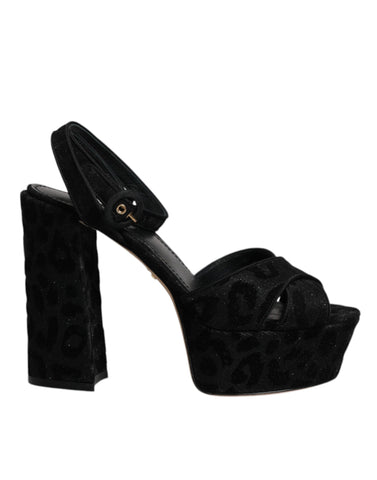 Dolce & Gabbana Black Leopard Platform Heels Sandals Shoes - Retail Flare