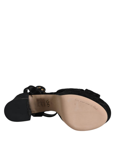 Dolce & Gabbana Black Leopard Platform Heels Sandals Shoes - Retail Flare