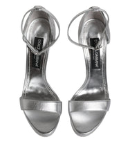 Dolce & Gabbana Silver Leather Platform Keira Sandals Shoes - Retail Flare
