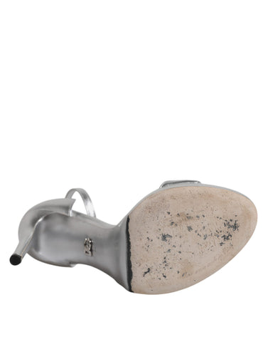 Dolce & Gabbana Silver Leather Platform Keira Sandals Shoes - Retail Flare