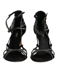 Dolce & Gabbana Black Strass Ankle Strap Heels Sandals Shoes - Retail Flare