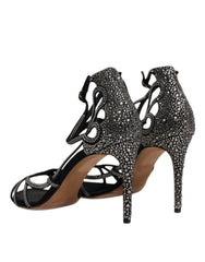 Dolce & Gabbana Black Strass Ankle Strap Heels Sandals Shoes - Retail Flare