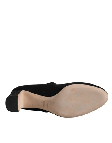 Dolce & Gabbana Black Suede Leather Block Heels Pumps Shoes - Retail Flare