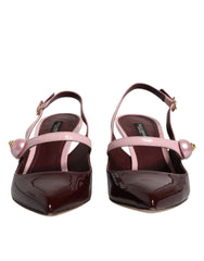 Dolce & Gabbana Pink Maroon Leather Kitten Heels Slingbacks Shoes - Retail Flare