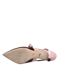 Dolce & Gabbana Pink Maroon Leather Kitten Heels Slingbacks Shoes - Retail Flare