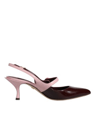 Dolce & Gabbana Pink Maroon Leather Kitten Heels Slingbacks Shoes - Retail Flare