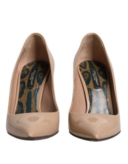 Dolce & Gabbana Beige Patent Leather Stiletto Heel Pumps Shoes - Retail Flare