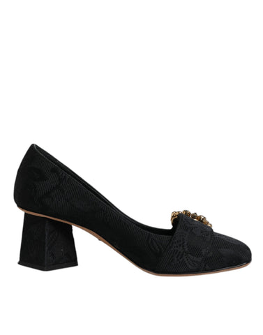 Dolce & Gabbana Black Brocade Crystals Heels Pumps Shoes - Retail Flare