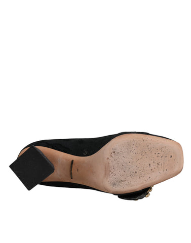 Dolce & Gabbana Black Brocade Crystals Heels Pumps Shoes - Retail Flare