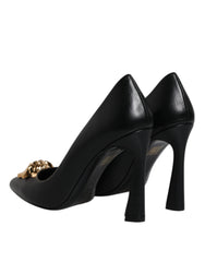 Versace Black Leather Logo Plaque High Heels Pumps Shoes -  Versace -  Retail Flare