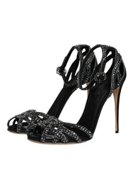 Dolce & Gabbana Black Strass Ankle Strap Heels Sandals Shoes -  Dolce & Gabbana -  Retail Flare