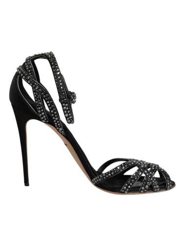 Dolce & Gabbana Black Strass Ankle Strap Heels Sandals Shoes -  Dolce & Gabbana -  Retail Flare