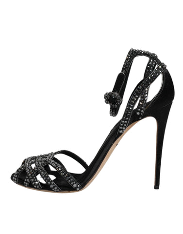 Dolce & Gabbana Black Strass Ankle Strap Heels Sandals Shoes -  Dolce & Gabbana -  Retail Flare