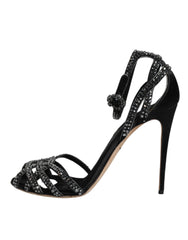 Dolce & Gabbana Black Strass Ankle Strap Heels Sandals Shoes -  Dolce & Gabbana -  Retail Flare