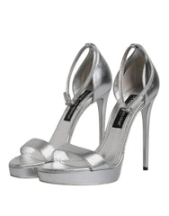Dolce & Gabbana Silver Leather Platform Keira Sandals Shoes -  Dolce & Gabbana -  Retail Flare