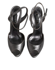 Dolce & Gabbana Silver Leather Platform Heels Sandals Shoes -  Dolce & Gabbana -  Retail Flare
