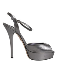 Dolce & Gabbana Silver Leather Platform Heels Sandals Shoes -  Dolce & Gabbana -  Retail Flare