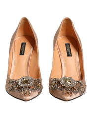 Dolce & Gabbana Beige Satin Crystal High Heels Pumps Shoes -  Dolce & Gabbana -  Retail Flare