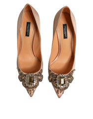 Dolce & Gabbana Beige Satin Crystal High Heels Pumps Shoes -  Dolce & Gabbana -  Retail Flare