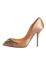 Dolce & Gabbana Beige Satin Crystal High Heels Pumps Shoes -  Dolce & Gabbana -  Retail Flare