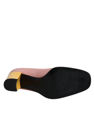 Dolce & Gabbana Pink Yellow Leather Block Heels Pumps Shoes -  Dolce & Gabbana -  Retail Flare