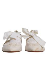 Dolce & Gabbana White Ribbon Fabric Ballerina Flats Shoes -  Dolce & Gabbana -  Retail Flare