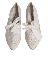 Dolce & Gabbana White Ribbon Fabric Ballerina Flats Shoes -  Dolce & Gabbana -  Retail Flare