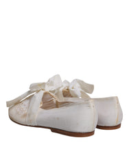 Dolce & Gabbana White Ribbon Fabric Ballerina Flats Shoes -  Dolce & Gabbana -  Retail Flare