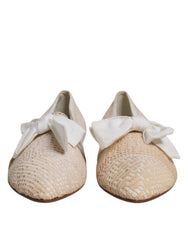 Dolce & Gabbana Beige Ribbon Fabric Ballerina Flats Shoes -  Dolce & Gabbana -  Retail Flare