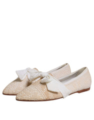 Dolce & Gabbana Beige Ribbon Fabric Ballerina Flats Shoes -  Dolce & Gabbana -  Retail Flare