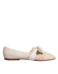 Dolce & Gabbana Beige Ribbon Fabric Ballerina Flats Shoes -  Dolce & Gabbana -  Retail Flare