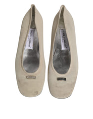 Dolce & Gabbana Beige Fabric Slip On Ballerina Flats Shoes -  Dolce & Gabbana -  Retail Flare