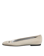 Dolce & Gabbana Beige Fabric Slip On Ballerina Flats Shoes -  Dolce & Gabbana -  Retail Flare