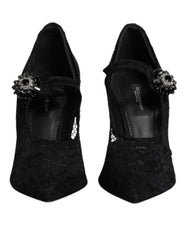 Dolce & Gabbana Black Lace Crystals Mary Jane Pumps Shoes -  Dolce & Gabbana -  Retail Flare