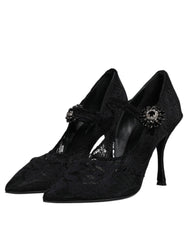Dolce & Gabbana Black Lace Crystals Mary Jane Pumps Shoes -  Dolce & Gabbana -  Retail Flare