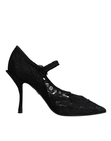 Dolce & Gabbana Black Lace Crystals Mary Jane Pumps Shoes -  Dolce & Gabbana -  Retail Flare