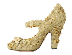 Dolce & Gabbana Gold Floral Crystal Embellished Pumps - Retail Flare