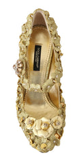Dolce & Gabbana Gold Floral Crystal Embellished Pumps - Retail Flare