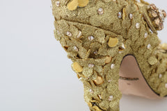 Dolce & Gabbana Gold Floral Crystal Embellished Pumps - Retail Flare