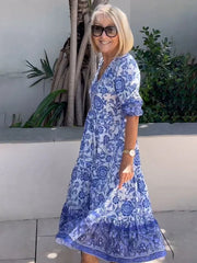 Madeline | Boho Floral V-Neck Dress