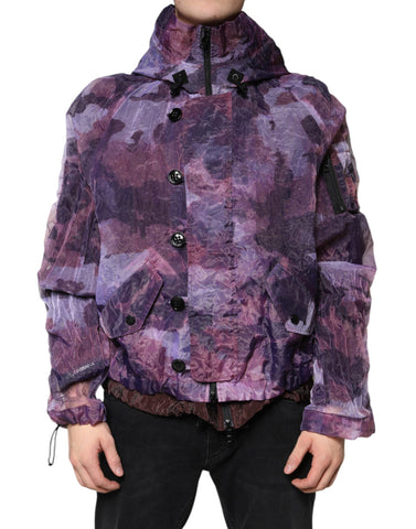Dolce & Gabbana Purple Camouflage Hooded Men Blouson Jacket Dolce & Gabbana Retail Flare