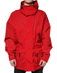 Dolce & Gabbana Red Nylon Hooded Men Full Zip Parka Jacket Dolce & Gabbana Retail Flare