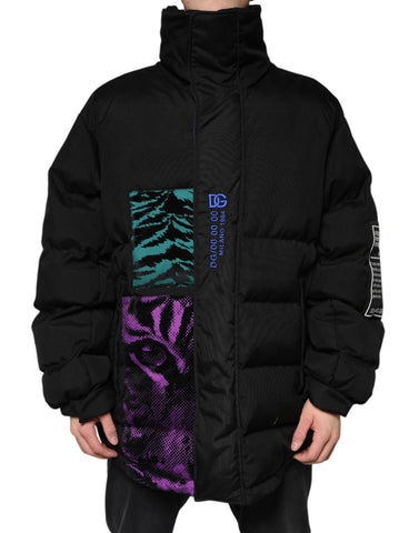 Dolce & Gabbana Black Nylon Puffer Men Full Zip Jacket Dolce & Gabbana Retail Flare